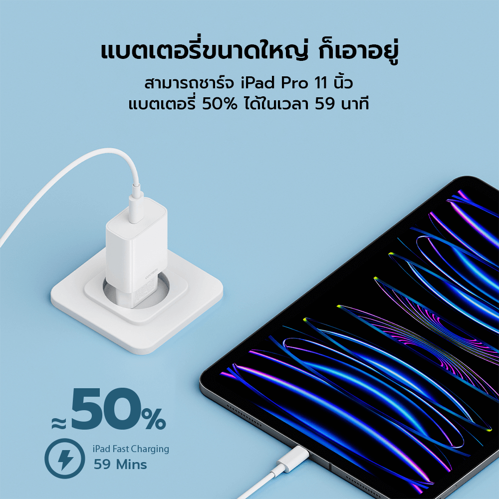หัวชาร์จ CUKTECH HA716T สีขาว 20W ชาร์จด่วน ได้มาตรฐานความปลอดภัย_4